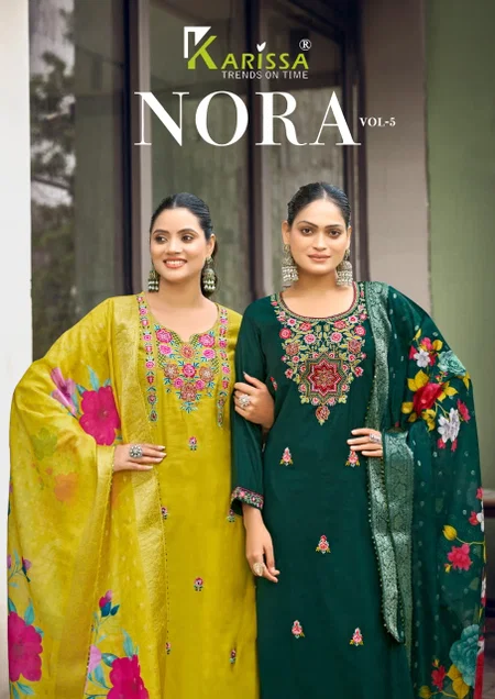 Nora Vol 5 By Karissa Fancy Viscose Kurti With Bottom Dupatta